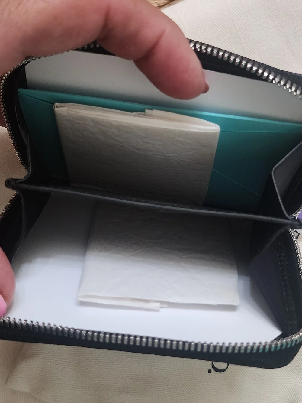 Tiffany & Co. Black Leather Zip Wallet